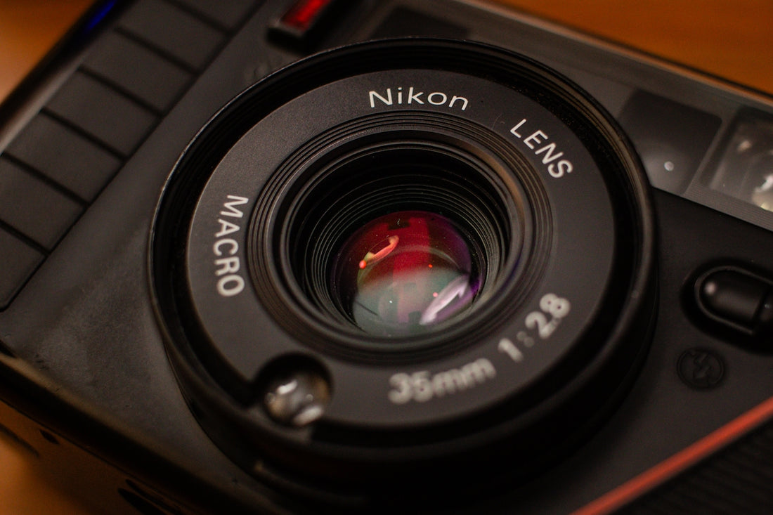 Close-up of a nikon 35mm f2.8 macro lens.