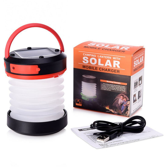 Solar Collapsible Lantern - Rechargeable LED Light with Power Bank (800mAh, 90-140 Lumens)
