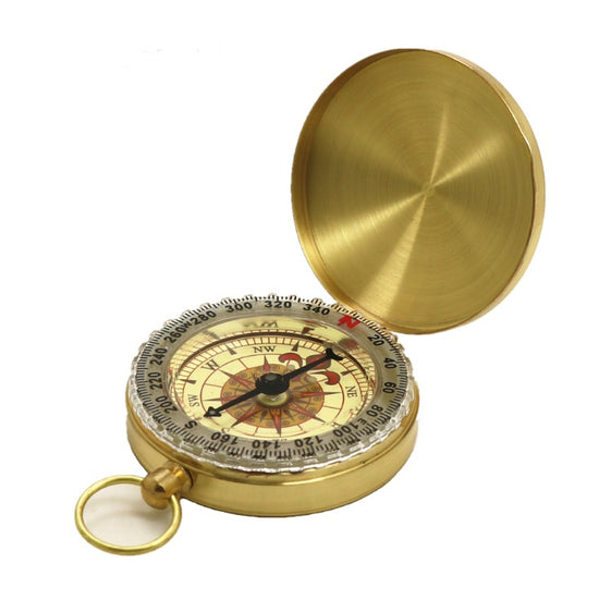 Flip-Lid Pocket Compass - Vintage Metal Navigation Compass with Protective Cover (70g)
