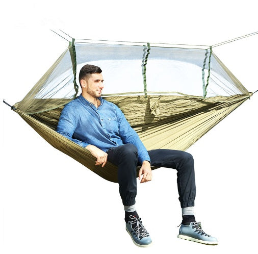 SkyNest Double Hammock | Parachute Hammock with Mosquito Net for Camping