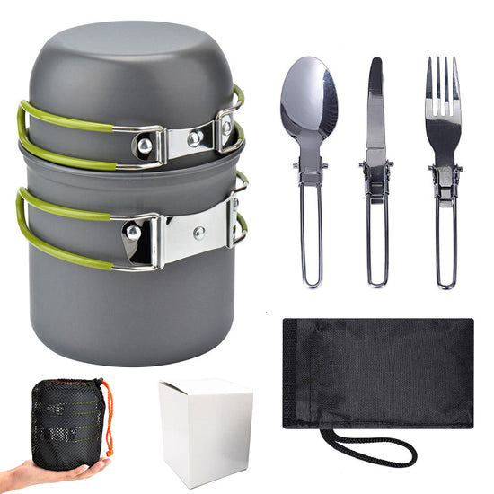 Solo-Stream 430g Camping Cookware Kit | 1-2 Person Aluminum Pot Set with Cutlery