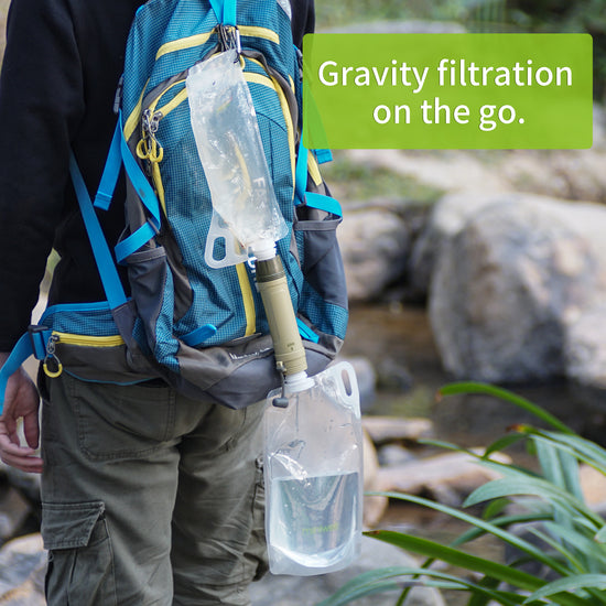 Portable Water Filter Straw - 0.1 Micron Emergency Filtration System with Bottle (1000L Capacity)