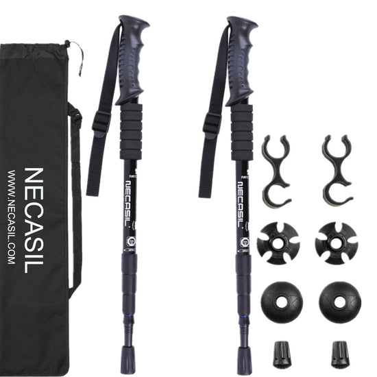 Complete 4-Section Trekking Poles Set - Aluminum Alloy with Accessories for All-Terrain Hiking