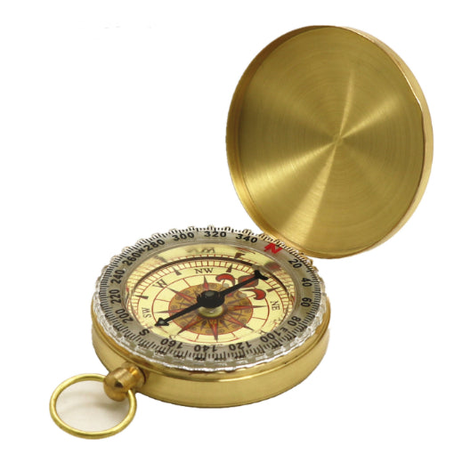 Metal Flip Compass - Vintage Pocket Watch Style Navigation Tool (Copper/Brass, 70g)